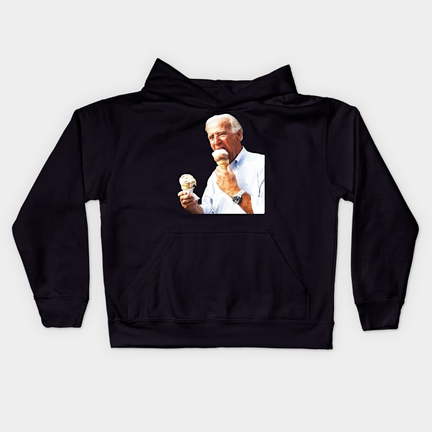 Joe Biden Eating Ice Cream Kids Hoodie by SapphereLLC